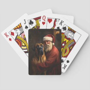 Jeu De Cartes Noël festif Rhodesian Ridgeback Santa Claus