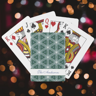 Jeu De Cartes Noël Motif de flocon de neige personnalisé vert
