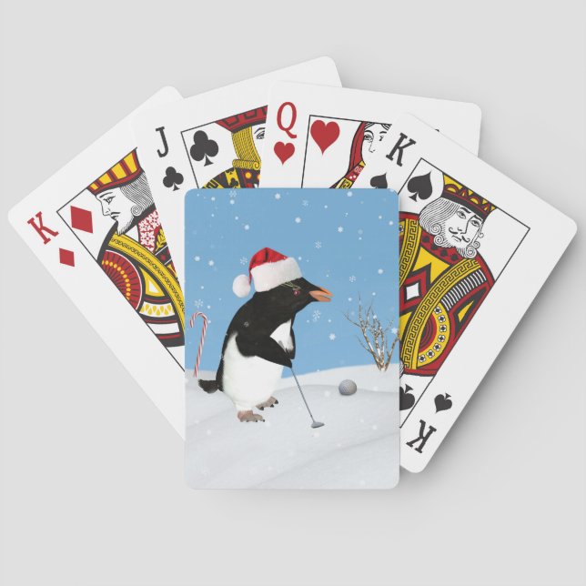 Jeu De Cartes Noël, pingouin jouant au golf (dos)