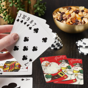 Jeu De Cartes Noël rétro Noël Père Noël snowman Holiday