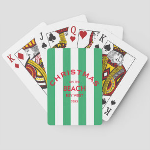 Jeu De Cartes Noël Sur La Plage Green Cabana Stripe