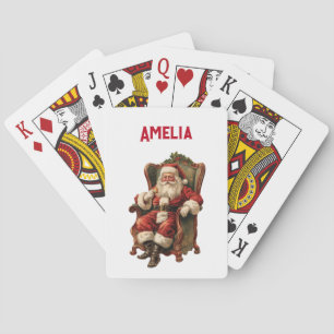 Jeu De Cartes Noël traditionnel de Père Noël vintage