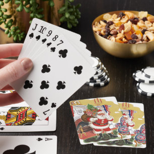 Jeu De Cartes Noël vintage, Jolly Père Noël avec des présents
