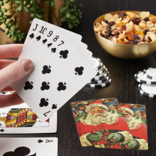Jeu De Cartes Noël vintage, le Père Noël à Sleigh avec jouets