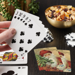 Jeu De Cartes Noël vintage, Père Noël victorien avec arbre