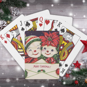 Jeu De Cartes Noël vintage Retro Snowman Couple