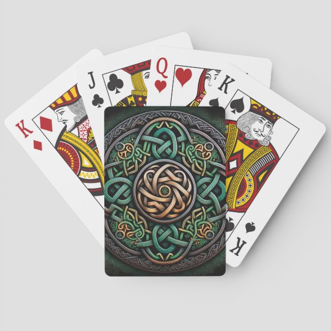 Jeu De Cartes Noeud Celtique Green Gold (dos)