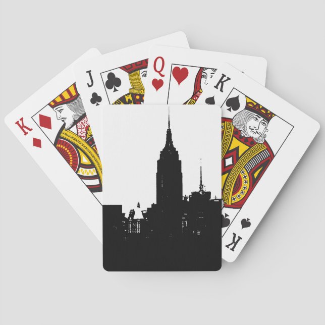 Jeu De Cartes Noir blanc New York Silhouette (dos)