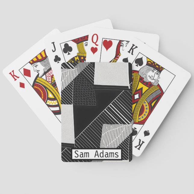 Jeu De Cartes Noir et blanc Moderne Mixte Géométrique (dos)