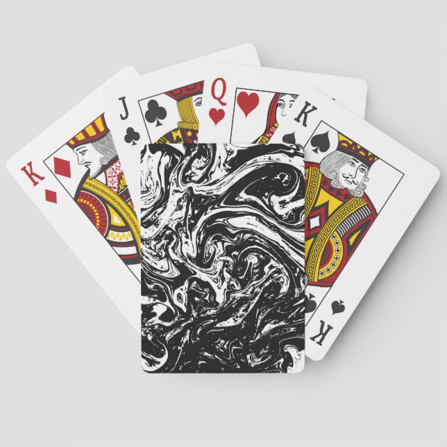 Jeu De Cartes Noir & Marbre blanc Style Lecture Cartes (dos)