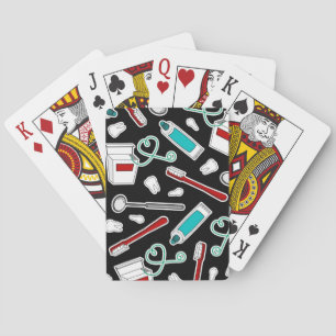 Jeu De Cartes Noir mignon d'impression de dentiste/hygiéniste