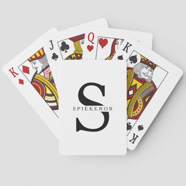 Jeu De Cartes Noir minimaliste moderne Nom personnalisé (dos)