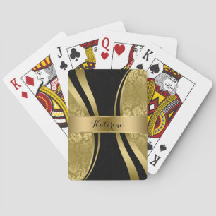 Jeu De Cartes Noir & Or Damas Conception géométrique