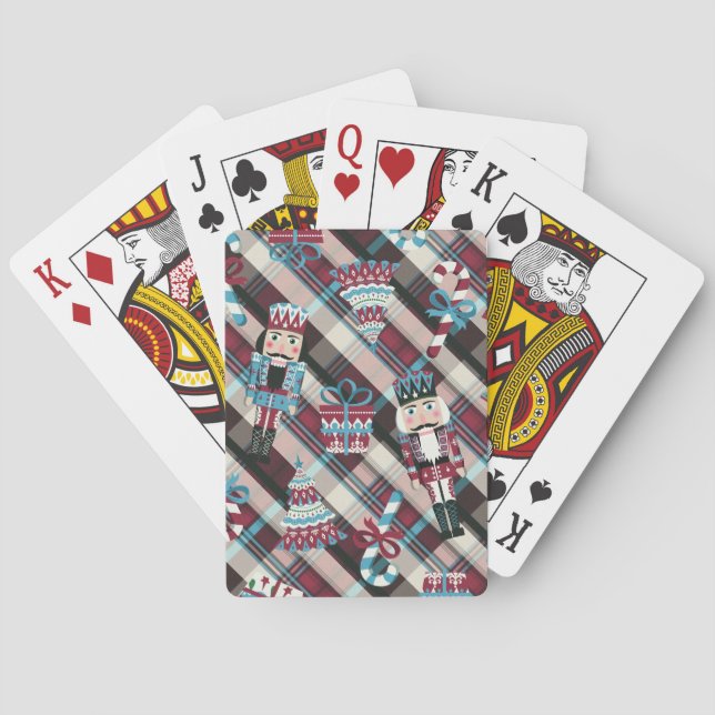 Jeu De Cartes Noisette de Noël Plaid Blue Burgund (dos)