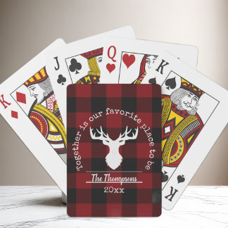 Jeu De Cartes Nom de famille à carreaux Red and Black Buffalo