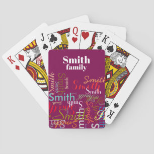 Jeu De Cartes Nom de famille coloré Vignoble répété
