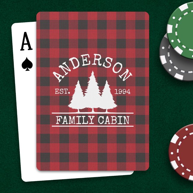 Jeu De Cartes Nom de famille du cabine Red Buffalo Plaid (Customize to change text size or text style.)
