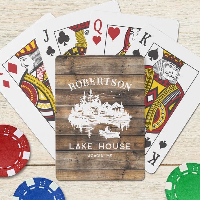 Jeu De Cartes Nom de famille Lake House Rustic Wood (Créateur téléchargé)