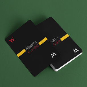 Jeu De Cartes Nom de famille personnalisé - noir élégant et pers