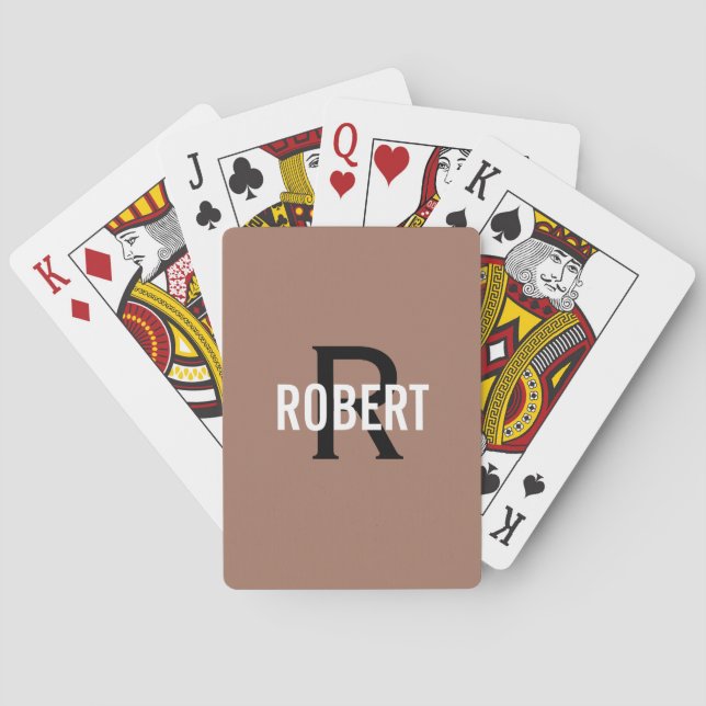 Jeu De Cartes Nom de monogramme noir brun moderne (dos)