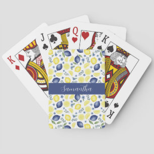 Jeu De Cartes Nom de motif de citron de pays français bleu