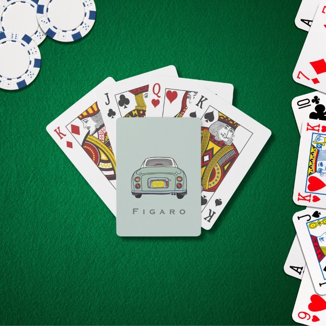Jeu De Cartes Nom De Voiture Figaro Vert Figaro Figarations Joue (Figarations Green Figaro Car Playing Cards with space for your name (or your car))