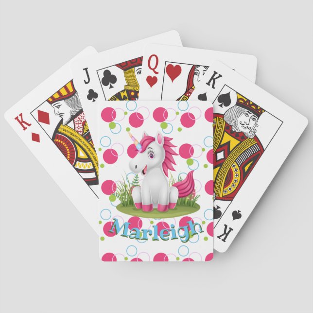 Jeu De Cartes Nom d'enfant Unicorn Party Favoriser (dos)