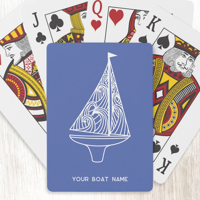 Jeu De Cartes Nom du bateau à voile Nautique (Boat name sailing boat personalized playing cards)