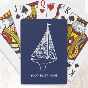 Jeu De Cartes Nom du bateau à voiles Nautique Marine Bleue