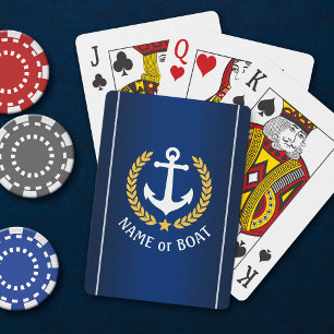 Jeu De Cartes Nom du bateau Ancre Gold Laurel Rope Bleu Marine