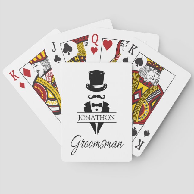 Jeu De Cartes Nom du Groomsman Tuxedo Silhouette (dos)