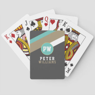 Jeu De Cartes Nom du joueur + Diagonale Gris foncé