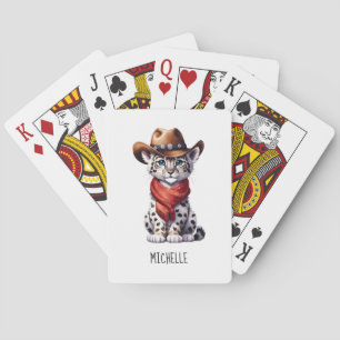 Jeu De Cartes Nom du léopard des neiges mignon Cowboy