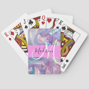 Jeu De Cartes Nom du monogramme d'iridescendance rose-fille