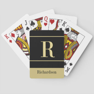 Jeu De Cartes Nom du monogramme d'or noir personnalisé