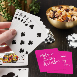 Jeu De Cartes Nom du monogramme personnalisé rose noir moderne