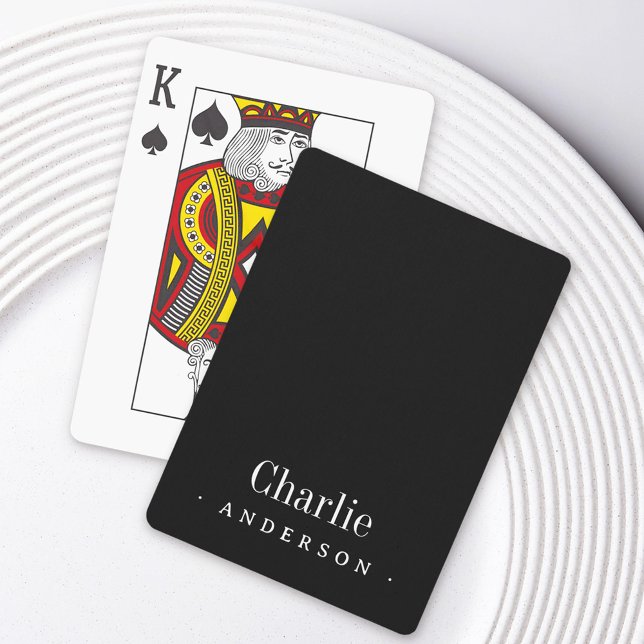 Jeu De Cartes Nom élégant et nom de famille noir (Elegant name and surname black poker cards)