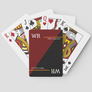 Jeu De Cartes nom et initiales demi-noir demi-rouge cool