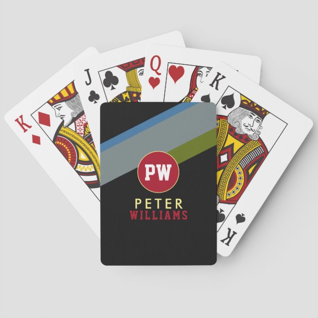 Jeu De Cartes Nom et initiales du joueur de monogramme (dos)