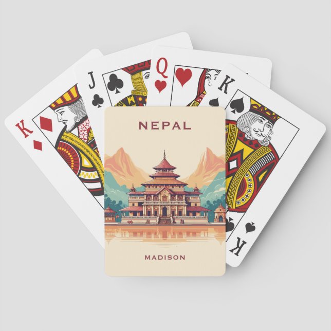 Jeu De Cartes Nom et texte personnalisés Népal (dos)