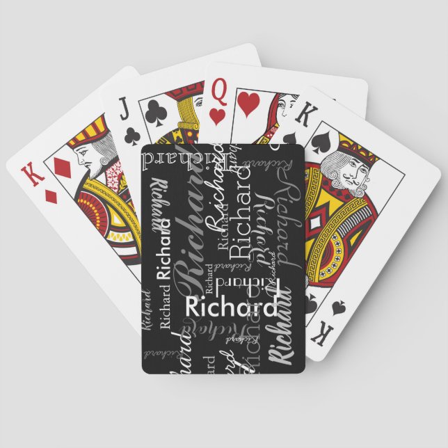 Jeu De Cartes Nom gris personnalisé Typographie noire (dos)