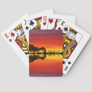 Jeu De Cartes Nom guitariste orange moderne Aquarelle