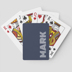 Jeu De Cartes Nom moderne Monogramme Bleu foncé Blancs