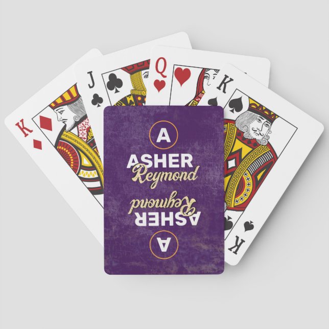 Jeu De Cartes Nom moderne Rétro Monogramme violet (dos)