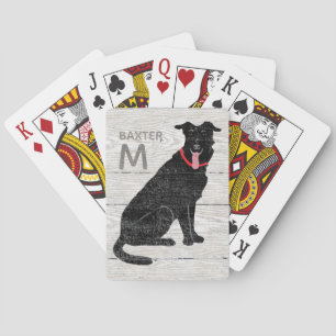 Jeu De Cartes Nom monogramme du chien du Labrador noir Nom Rusti