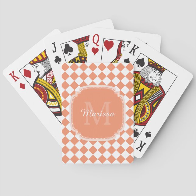 Jeu De Cartes Nom Monogrammé - orange clair tendance (dos)