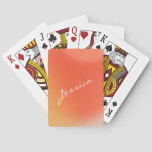 Jeu De Cartes Nom personnalisé Abstrait Retro Gradient Orange