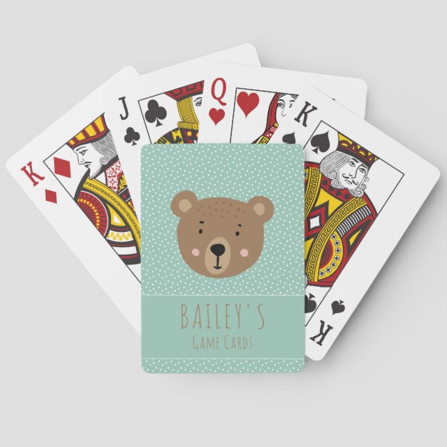 Jeu De Cartes Nom personnalisé Bébé ours mignons enfants (dos)