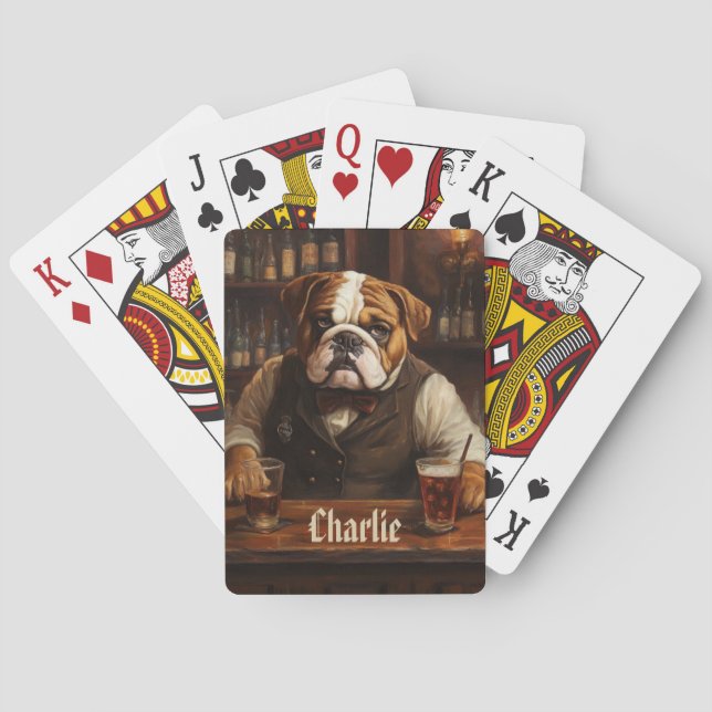 Jeu De Cartes Nom personnalisé Bulldog Bartender (dos)