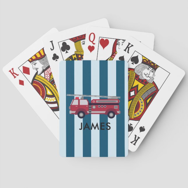 Jeu De Cartes Nom personnalisé Camion Red Fire Jouer Cartes (dos)